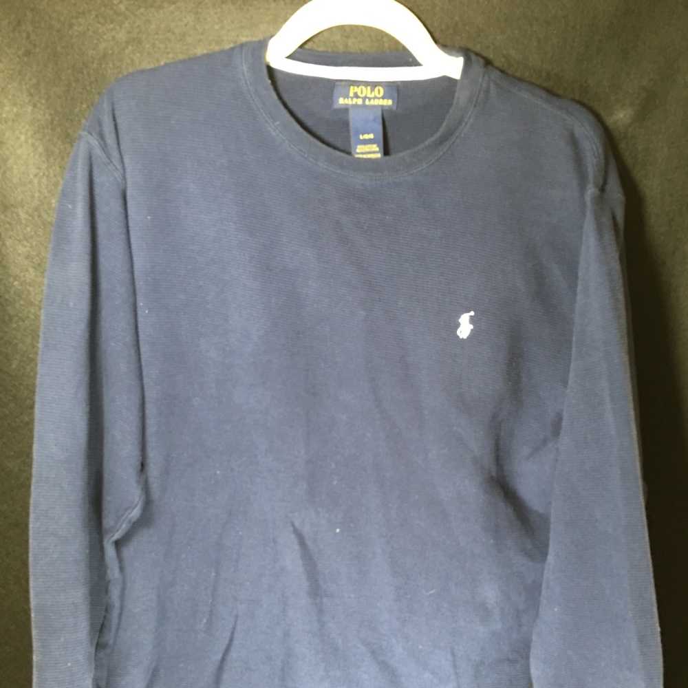 Waffle-Knit Cotton Crewneck Blue large